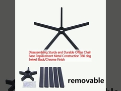 Desmontagem Cadeira de escritório resistente e durável Base de substituição de metal Construção 360 graus Rotável Finish preto / cromo
