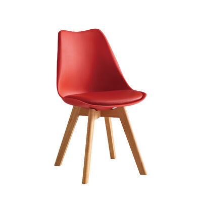 Bom preço Cadeira de bar Eames estilo nórdico com assento estofado em espuma PU e pernas de madeira maciça em cores personalizáveis on-line